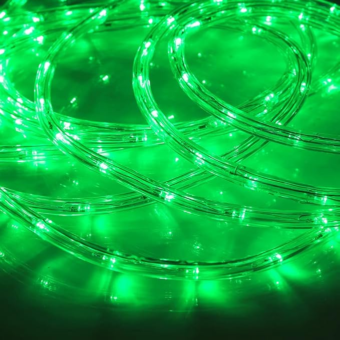 50ft 360 LED Waterproof Rope Lights, 110V Connectable Indoor Outdoor Green Led Rope Lights for Deck, Patio, Pool, Camping, Bedroom Decor, Landscape Lighting and More (Green)