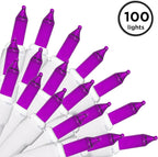 Brite Star 100 Count Mini String Christmas Lights, Purple - 22 feet Indoor/Outdoor Christmas Tree Lights with White Wire