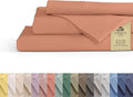 Linen Home 100% Cotton Percale Sheets Queen Size, Tera Clay, Deep Pocket, 4 Pieces Set - 1 Flat, 1 Deep Pocket Fitted Sheet and 2 Pillowcases, Crisp Cool and Strong Bed Linen