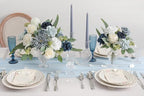 Blue White Artificial Flowers Silk Fake Roses Peonies Greenery Combo Box Set for DIY Wedding Bouquets Bridal Shower Centerpieces Floral Arrangements Party Tables Home Decoration