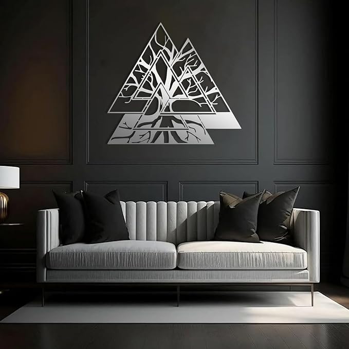 Metal Viking Wall Decor, Tree of Life Metal Wall Art, Norse Viking Decor, Norse Pagan Decor, Pagan Wall Decor, Tree of Life Wall Sculpture, Scandinavian Home Decor, Godly Home Decor (Silver, 31"x31"|80x80cm)