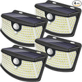 Aootek New Solar Motion Sensor Lights 120 LEDs with Lights Reflector,270° Wide Angle, IP65 Waterproof, Step Lights for Front Door, Yard, Garage, Deck (Front Button 4-Pack)