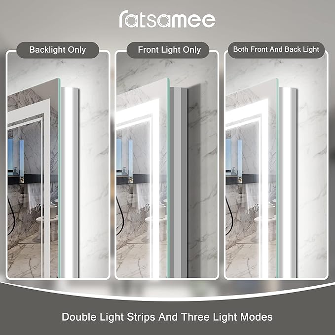 40x32 Inch Led Mirror for Bathroom with Front Light and Backlit, Dimmable Anti Fog Wall Bathroom Mirror with Led Lights, Water Proof, Decor Vanity Mirror