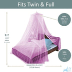 Just Relax Decorative Elegant Bed Net Canopy Set Including Full Hanging Kit, Ideal for Indoors or Outdoors, Intended for a for Covering Beds, Cribs, Hammocks (Pink, Twin/Full)