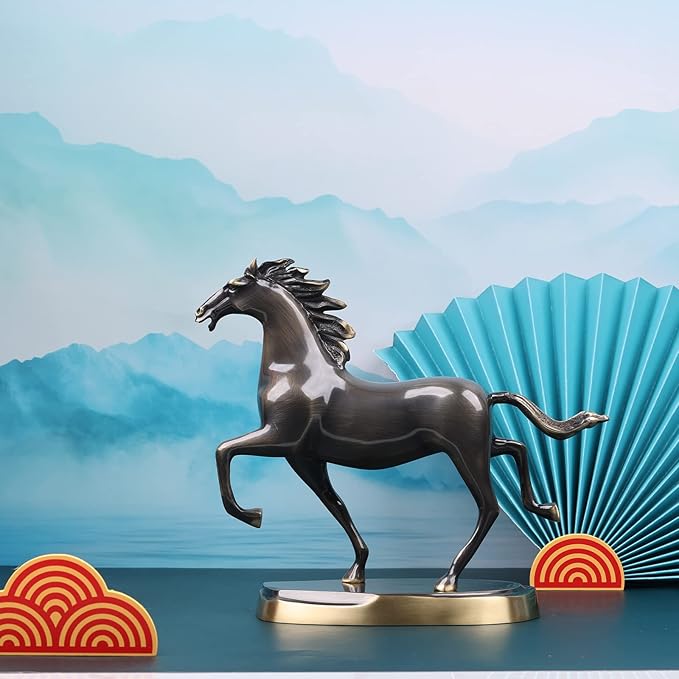 Brass Running Horse Statue Handmade Horse Figurines, Scandinavian Luxury Office Living Room Decor Horse Art Sculpture Animals - For Desktop Coffee Table Shelves Entrance Tables Fireplaces Decor