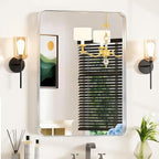 24×32 Silver Bathroom Mirror for Over Sink - Rectangular Bathroom Mirrors with Tempered Glass & Aluminum Frame, for Restroom Vanity, Entryway, Bedroom, Horizontal/Vertical, Rounded Corners