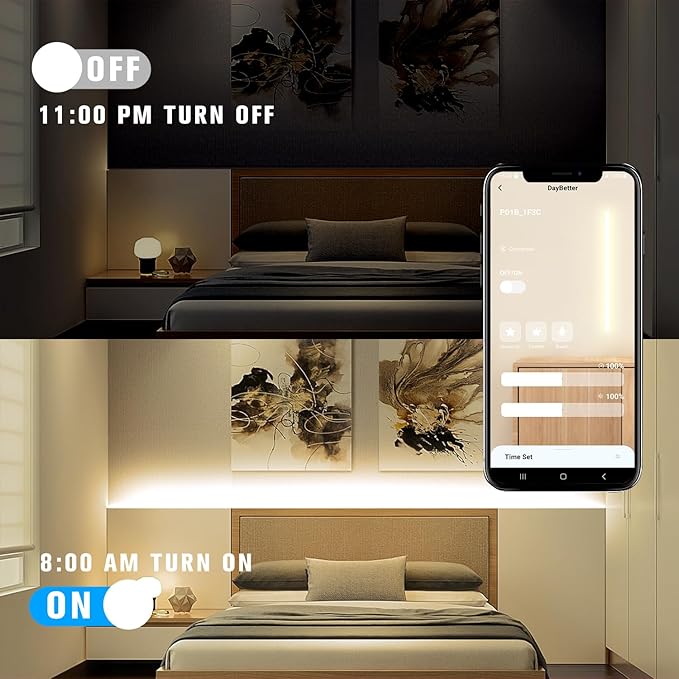 DAYBETTER COB Led Strip Light, Led Light Strips with Remote and App, 16.4 ft 4000K Dimmable Natural White Led COB Light Strip, Indoor COB Led Lights for Bedroom, TV, Cabinet, Closet Lighting