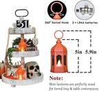 8 Pcs Mini Lantern with Flickering LED Candles, LLQ Orange Vintage Decorative Hanging Candle Lanterns for Halloween, Christmas, Wedding Decorations, Party, Table Centerpiece, Battery Included