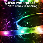 300ft Outdoor LED Strip Lights Waterproof,IP68 Outside Led Light Strips Waterproof with App and Remote,Music Sync RGB Exterior Led Rope Lights with Self Adhesive Back for Roof,Deck