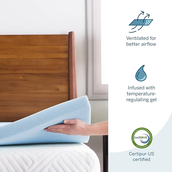LUCID 3-inch Ventilated Gel Memory Foam Mattress Topper - King