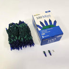 Brite Star 100 Count Mini String Christmas Lights, Blue - 22 feet Indoor/Outdoor Christmas Tree Lights with Green Wire (Set of 2)