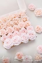 Ling's Moment Artificial Flowers Fake Silk Roses Faux Foam Gardenia Combo for DIY Wedding Bouquets Centerpieces Arrangements Bridal Shower Party Home Decorations, Pale Pink, 23pcs