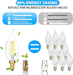 24-Pack Dimmable E12 LED Candelabra Bulbs, 40 Watt 5000K Daylight White LED Chandelier Light Bulbs, 4W 460 Lumen Vintage Flame Tip Candle Bulbs for lamp, Ceiling Fan, Home Decor