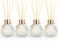 4Pcs Reed Diffuser Set with Metal Golden Decoration, 3.5oz Empty Reed Diffuser Bottles with 20Pcs Reed Diffuser Sticks, Unique Design Bottles for Home and Office(Spiky Ellipsoidal)