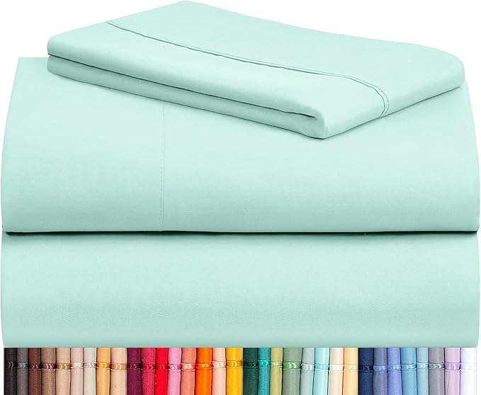 LuxClub 3 PC Sheet Set Bed Sheets Deep Pockets 16" Eco Friendly Wrinkle Free Cooling Machine Washable Hotel Bedding Silky Soft - Aquamarine Twin XL