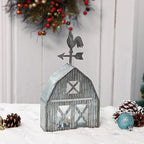 Barn Shaped Tea Light Candle Holder Farmhouse Galvanized Metal Candle Holder Vintage Decorative Tealight Holder for Table Centerpiece Decoration - 5.24" x 1.97" x 9.25"