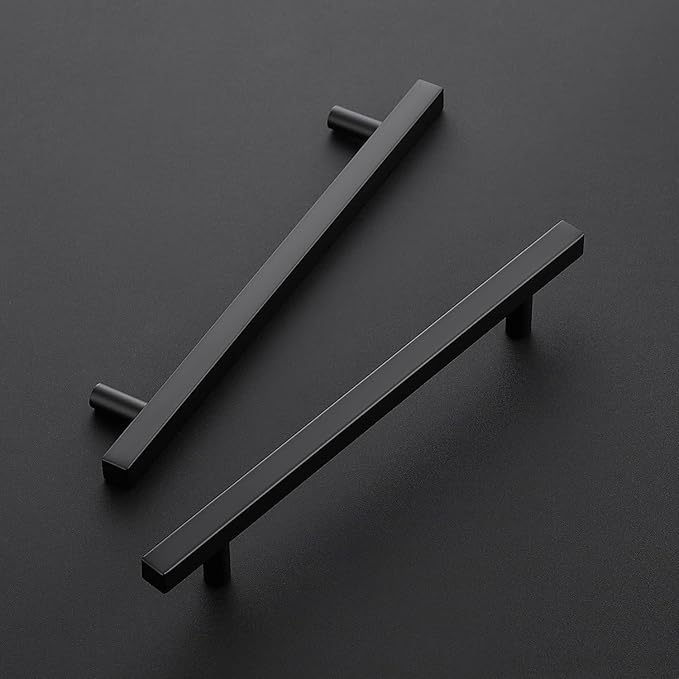Ravinte Black Cabinet Handles 20 Pack 6-3/10 inch Matte Black Square Cabinet Pulls Kitchen Hardware 8-4/5 inch Overall Length Kitchen Drawer Pulls