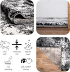 Keen Home Design Area Rugs - 6x9 Non-Shedding, Abstract Rugs for Kitchen, Living Room, Bedroom, Dining Room, Entryway - Size: 5'11" x 9'2", Abstract Black