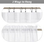RYB HOME White Sheer Curtains, Extra 66 inches Widith Rod Pocket Light Filtering Breathable Semi Sheer Curtains for Living Room, W 66 x L 84 inches, 2 Panels Set