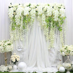 Artificial Wisteria Hanging Flowers Fake Wisteria Flower Garland Silk Vines Rattan Decor for Home Wedding Arch Wall Garden Greenery Bedroom Outdoor Office Party Decoration (24, White)
