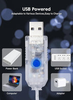 Minetom USB Fairy Lights Plug in, 66 Feet 200 LED Twinkle String Lights with Remote and Timer, Waterproof 8 Modes for Bedroom Indoor Wreath DIY Party Wedding Christmas Holiday Decoration, Pure White