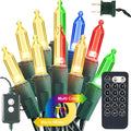 Brizled Color Changing Christmas Lights, 33ft 100 LED Connectable, 12 Modes Warm White & Multicolored Xmas Tree Lights with Remote, Dimmable for Indoor/Outdoor Decor