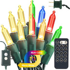 Brizled Color Changing Christmas Lights, 33ft 100 LED Connectable, 12 Modes Warm White & Multicolored Xmas Tree Lights with Remote, Dimmable for Indoor/Outdoor Decor