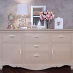 2Pcs Euro Rose Decorative Cabinet Pull Handles Ivory Drawer Pull Handles Vintage Kitchen Zinc Alloy Flower Drawer Dresser Vanity Nightstand Cupboard Wardrobe Pull Handles, 3.78" Hole Center