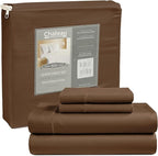 800 Thread Count Egyptian Cotton Sheets Queen Sheet Set Deep Pocket,100% Cotton Bed Sheets Queen Size Set, No Pill Soft & Comfy Naturally Cool Breathable Elasticated Sheet & Pillowcase Sets- Chocolate