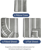 Twin XL Size 3 Piece Sheet Set - Comfy Breathable & Cooling Bed Sheets Set - Hotel Luxury Bedding for Women, Men, Kids, Teens, Boys & Girls - Deep Pockets and Wrinkle Free - Oeko-Tex - Grey Stripes 3