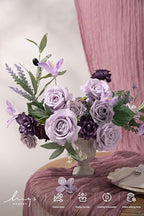 Ling's Moment Artificial Flowers Fake Roses Faux Peony Foam Gardenia Combo for DIY Wedding Bouquets Centerpieces Arrangements Bridal Shower Party Home Decorations, Lavender & Purple, 24pcs