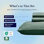California Design Den Twin XL Sheet Sets - 400 Thread Count Sateen, 100% Cotton Sheets Set, Deep Pockets, Cooling and Durable Bedding for Dorm Rooms & Adults - Hunter Green