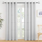 RYB HOME Grey Sheer Curtains - Linen Grommet Window Curtain Drapes Light Airy Semi Sheers for Bedroom Patio Living Room Patio Door, Wide 52 x Long 84 inch, 2 Panels, Dove Grey