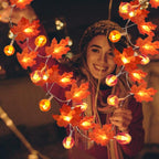 3 Pack Thanksgiving Decorations Fall Garland with Pumpkin Lights & Enlarged Maple Fall String Lights Pumpkin Decor, 30Ft 60LED Waterproof Battery Operated Christmas Fall Thanksgiving Decor for Home