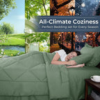 HEVUMYI Sage Green Twin-XL Comforter Set - 5-Piece All Season Bed in a Bag Twin-XL, Ultra Soft Bedding Set with Comforter, Flat Sheet, Fitted Sheet, Pillowcases, Pillow Shams, Sage Green