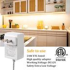 WOBANE Under Cabinet Lighting, 8PCS LED Strip Lights with Remote and 24W Adapter, Ultra Bright 240-LED Tape Light for Kitchen,Counter,Shelf,TV Back 2700K Warm White,Dimmable,Timing,Memory Function