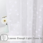MYSKY HOME Pom Pom White Sheer Curtains for Bedroom Girls Room Curtains 72 Inches Long for Nursery Kids Light Filtering Boho Window Drapes, Rod Pocket, 38" Wide, 2 Panels