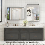 24x30 Inch Black Matte Framed Bathroom Mirror for Wall, Rounded Corner Rectangle Vanity Mirror, Tempered Glass, Anti-Rust, Shatterproof (Horizontal/Vertical)