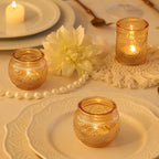 48Pcs Gold Votive Candle Holders - Glass Candle Holder Bulk for Table Centerpiece, Tea Lights Candle Holders for Home, Christmas Party & Wedding Shower