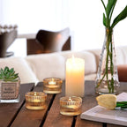 18 pcs Gold Tealight Candle Holders with 18PCS Tealights, Glass Votive Candle Holders Set for Table Centerpiece, Home Decor and Party Supplies