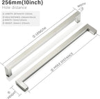 Cabinet Pulls Brushed Nickel Cabinet Handles Square Drawer Pulls, 30 Pack 10 Inch Stainless Steel Kitchen Door Cupboard Cabinet Handles, Cabinet Hardware Drawer Handles, 256mm Hole Centers