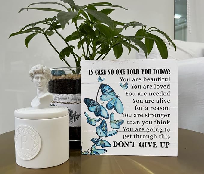 Inspirational Wood Signs - You Are Going To Get Through This, Supportive Wood Plaque Gift, Butterfly Decor for Home Table Sign