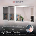 Keonjinn LED Mirror for Bathoom 24 x 30 Inch, Bathroom Mirror with Front Lights, Shatter-Proof Tempered Glass, UL-Listed LED Driver, Anti-Fog, Dimmale 6000K, Easy Installation(Horizontal/Vertical)