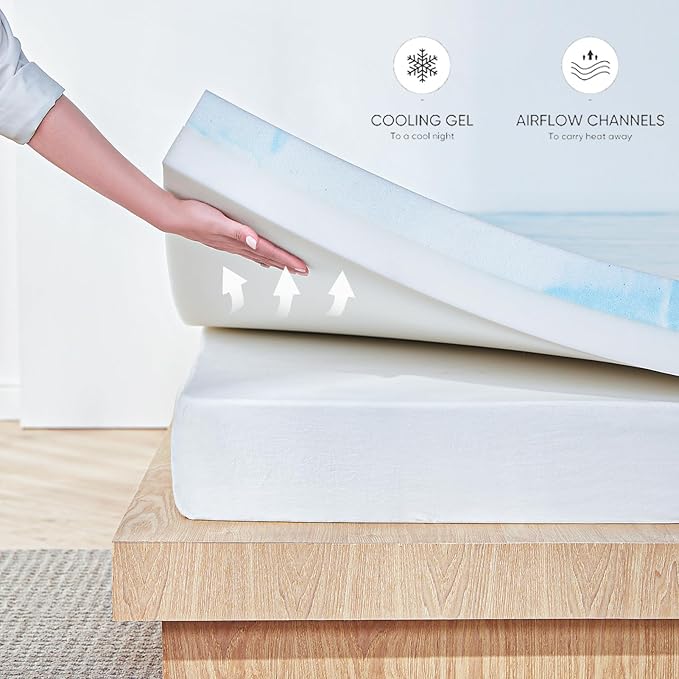 LINSY LIVING 3 Inch Mattress Topper King, Cooling Gel Infused Swirl Memory Foam, Soft Mattress Topper for Firm Mattress, CertiPUR-US Certified Bed Topper, King Size