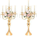 2PCS Gold 5-Arm Candelabra Centerpiece - 20.3" Tall Metal Candle Holder for Wedding, Party & Home Decor - Vintage Table Centerpiece for Events, Dining Room, Church Decorations