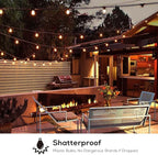 Banord 51FT Outdoor String Lights, Waterproof Patio Lights with 18 Shatterproof LED Bulb Hanging Light String, Black String Light Outdoor for Backyard, Garden, Porch, Cafe, Deck, Wedding, Party