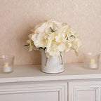Flower Table Centerpieces - Set of 6 Floral Arrangement Artificial Wedding Hydrangeas Floral Arrangement with Rustic Metal Vase for Bridal Tea Party Event Decorations - Champagne
