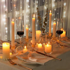 Glass Candle Holders Set, 12 Pcs Gold Candlestick Holders Bulk, Taper Candle Holders for Wedding, Festival Table Centerpiece,Home Decoration