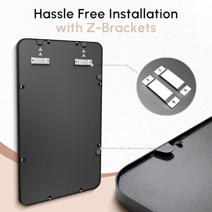 USHOWER 2-Pack Black Bathroom Mirrors Over Sink 22 x 30 Inch, Metal Frame Rectangle Mirror, Modern Farmhouse Vanity Mirror, Wall Mounted for Bedroom, Living Room, Entryway Remodel & Upgrade