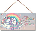 Personalized Sign Magic Unicorn Wooden Sign For Kids Room Boys Bedroom Door Decor,Custom Name Rainbow Wall Art Decor Decorative Plate for Nursery Little Man Cave